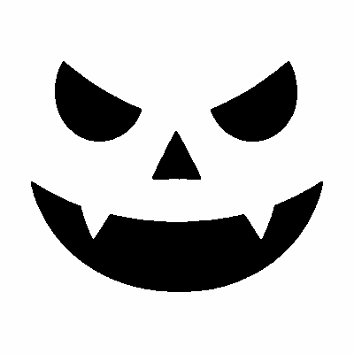 Devilish grin jack-o'-lantern face stencil, free printable pumpkin carving template