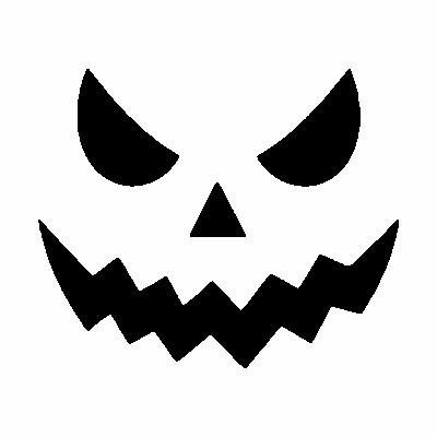 Angry grin jack-o'-lantern face stencil, free printable pumpkin carving template