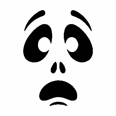 Worried specter jack-o'-lantern face stencil, free printable pumpkin carving template