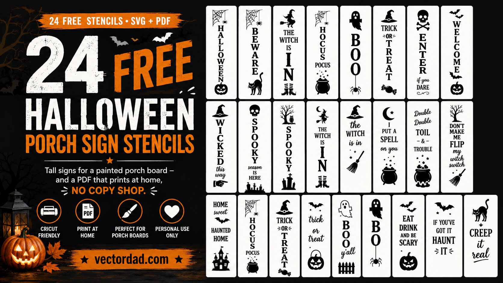 Halloween porch sign stencils