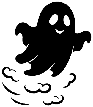 Flying Ghost template, free printable ghost shape to cut out