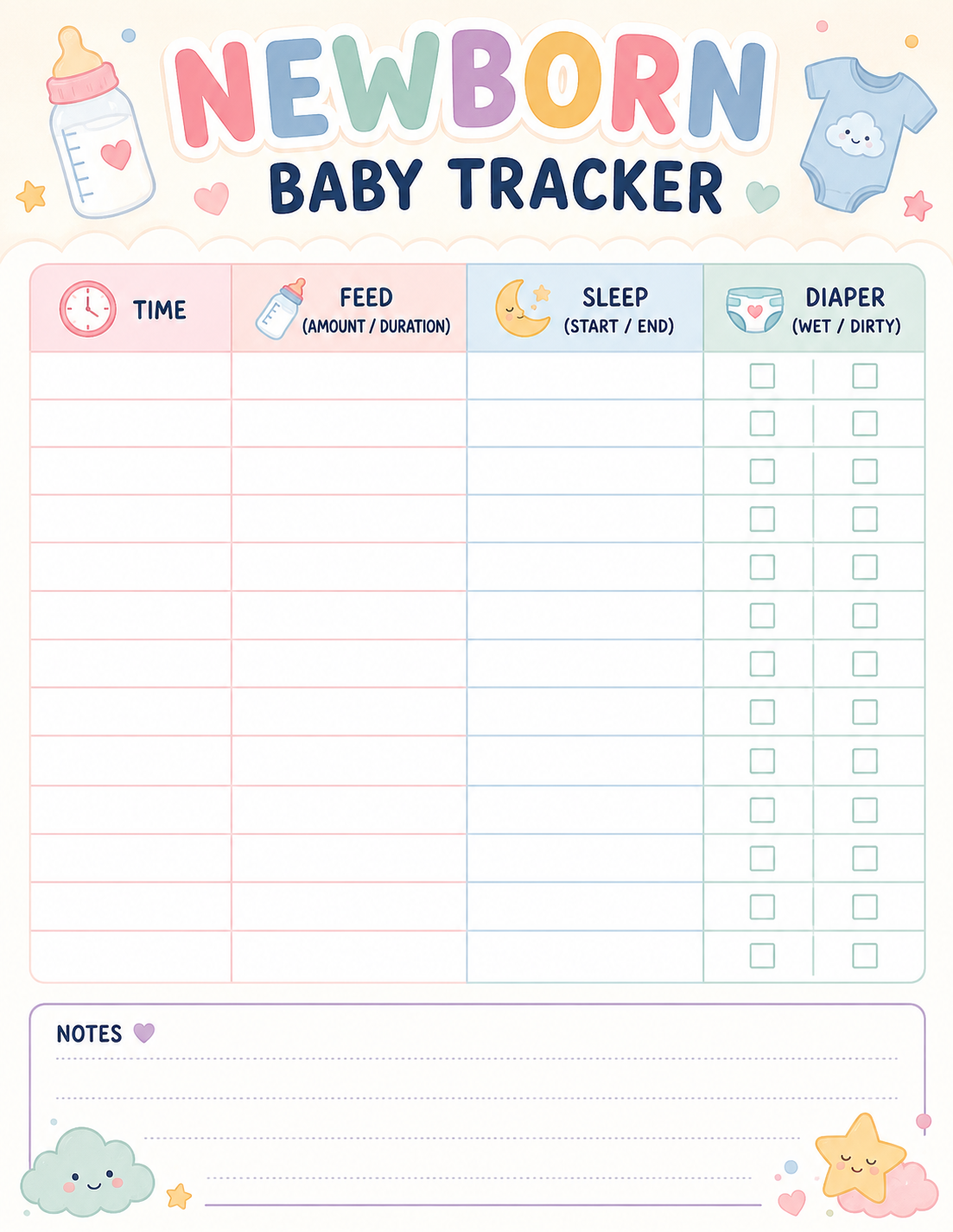 Free Printable Newborn Baby Tracker