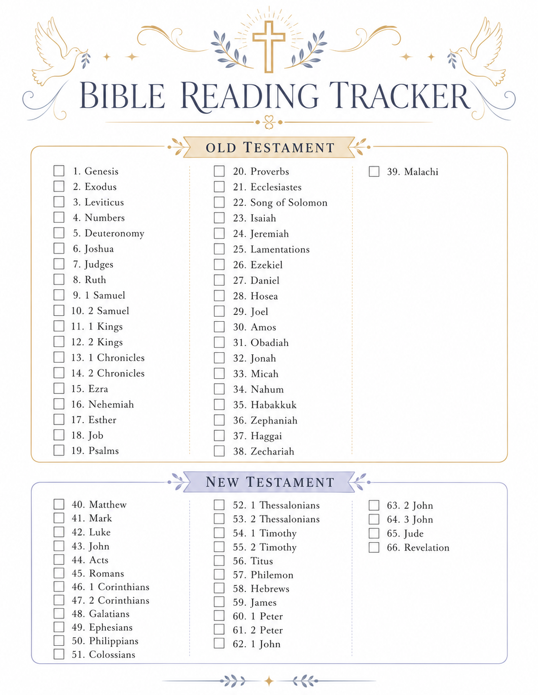 Free Printable Bible Reading Tracker Template