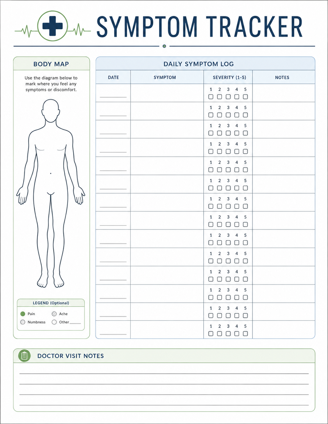 Free Printable Symptom Tracker Template