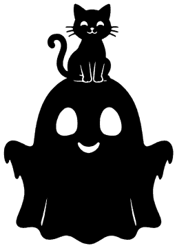 Ghost with Cat template, free printable ghost shape to cut out