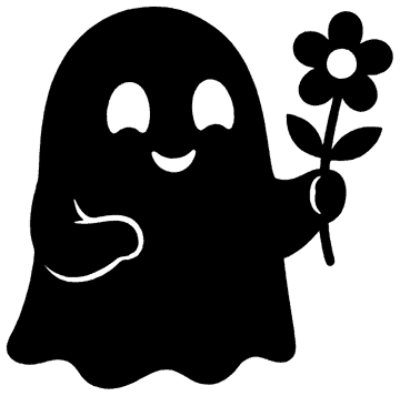 Ghost with Flower template, free printable ghost shape to cut out