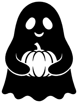 Ghost with Pumpkin template, free printable ghost shape to cut out