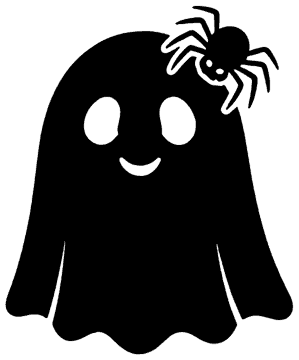 Ghost with Spider template, free printable ghost shape to cut out