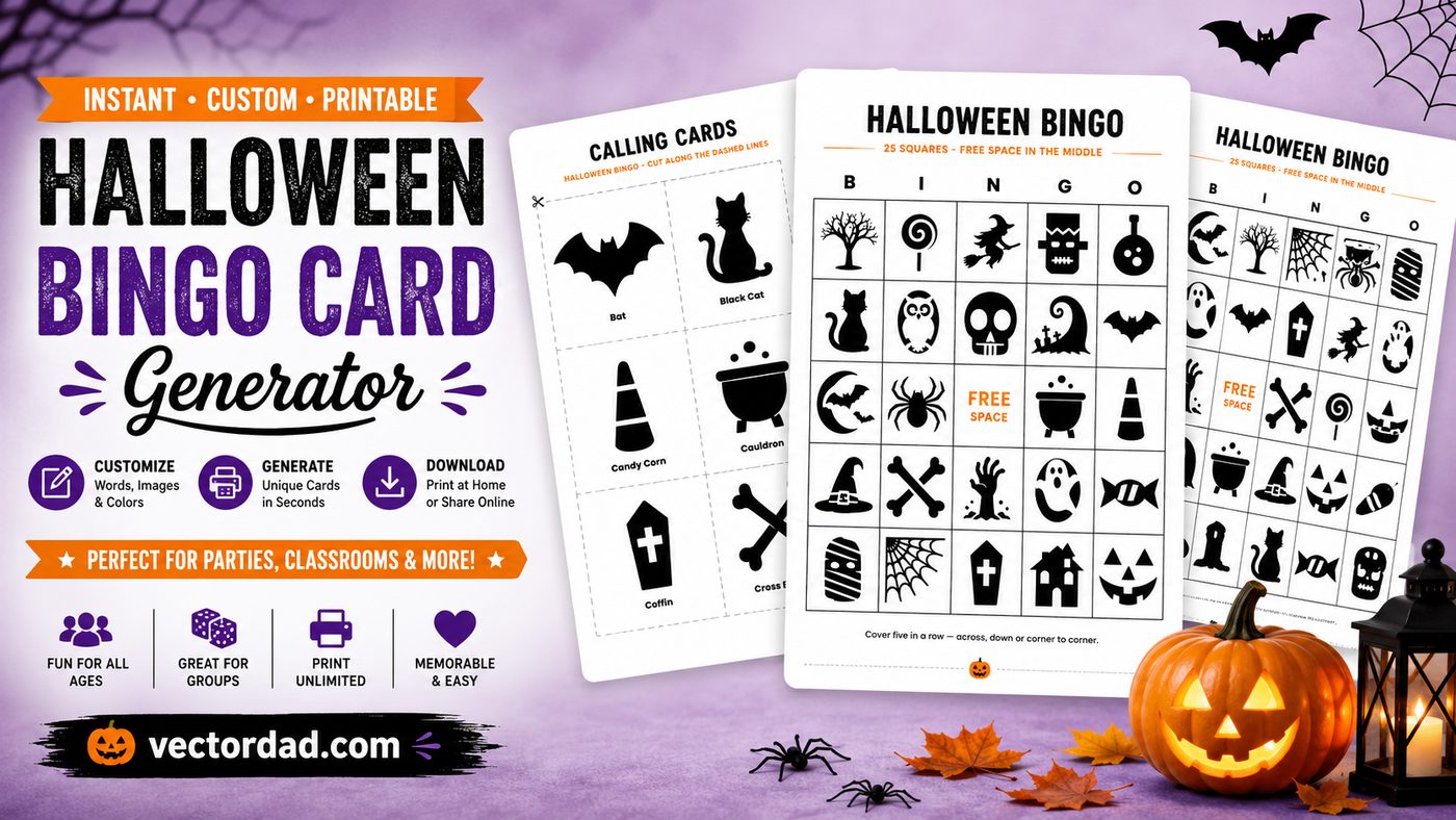 Printable Halloween bingo card set &mdash; bingo cards, calling cards and markers