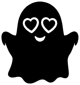 Heart-Eyes Ghost template, free printable ghost shape to cut out