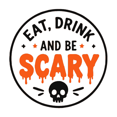 Eat, Drink and Be Scary (badge) free Halloween SVG cut file for Cricut and Silhouette