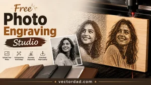 Photo shown as a laser engraving on a wooden plaque