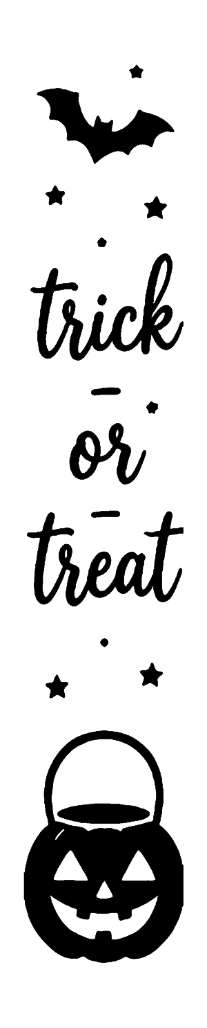 Trick or Treat (bucket) vertical Halloween porch sign stencil, free printable template