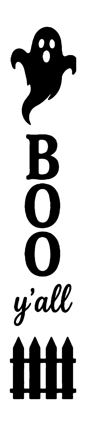 Boo Y'all vertical Halloween porch sign stencil, free printable template