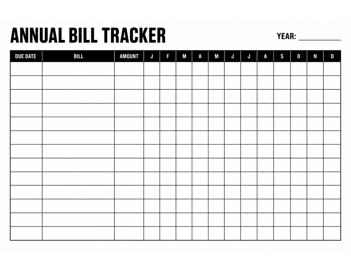 Black and White Annual Bill Tracker thumbnail