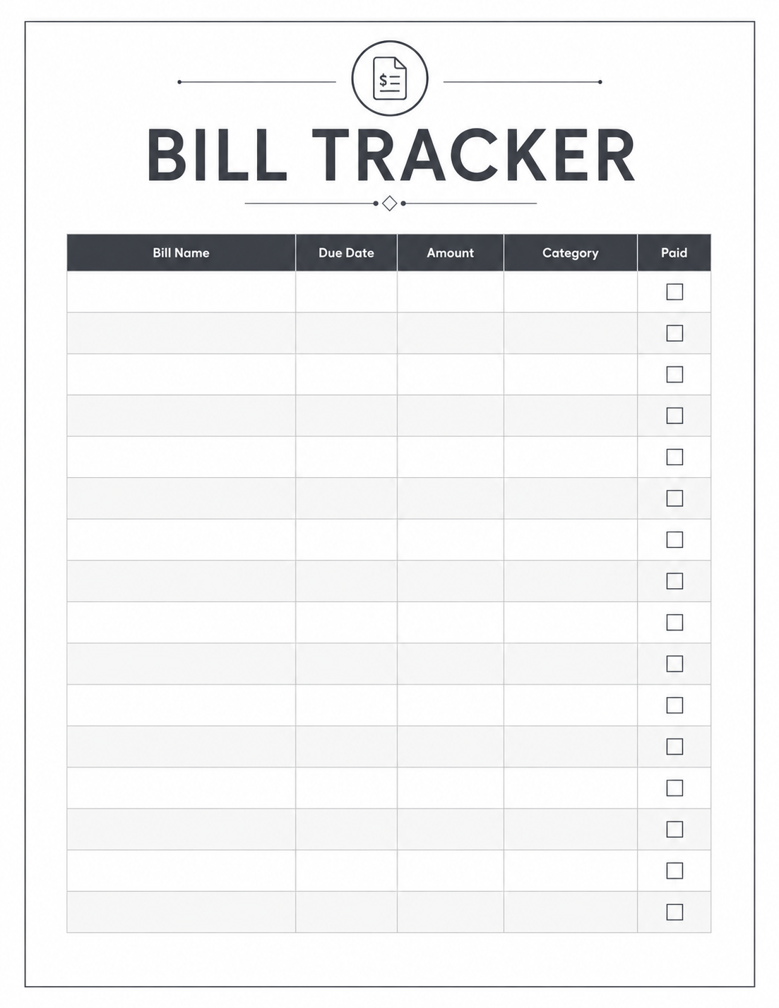 Grey Minimalist Bill Tracker thumbnail