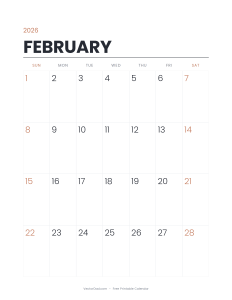 February 2026 minimalist printable calendar