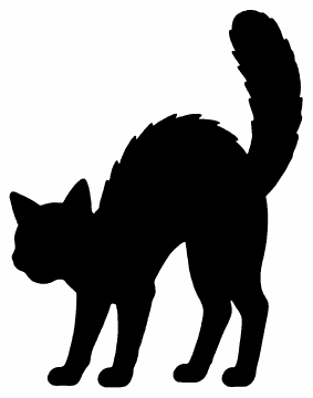 Arched Back Cat pumpkin carving stencil, free printable black cat silhouette