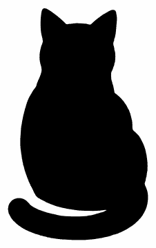 Cat from Behind pumpkin carving stencil, free printable black cat silhouette