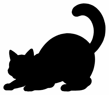 Crouching Cat pumpkin carving stencil, free printable black cat silhouette