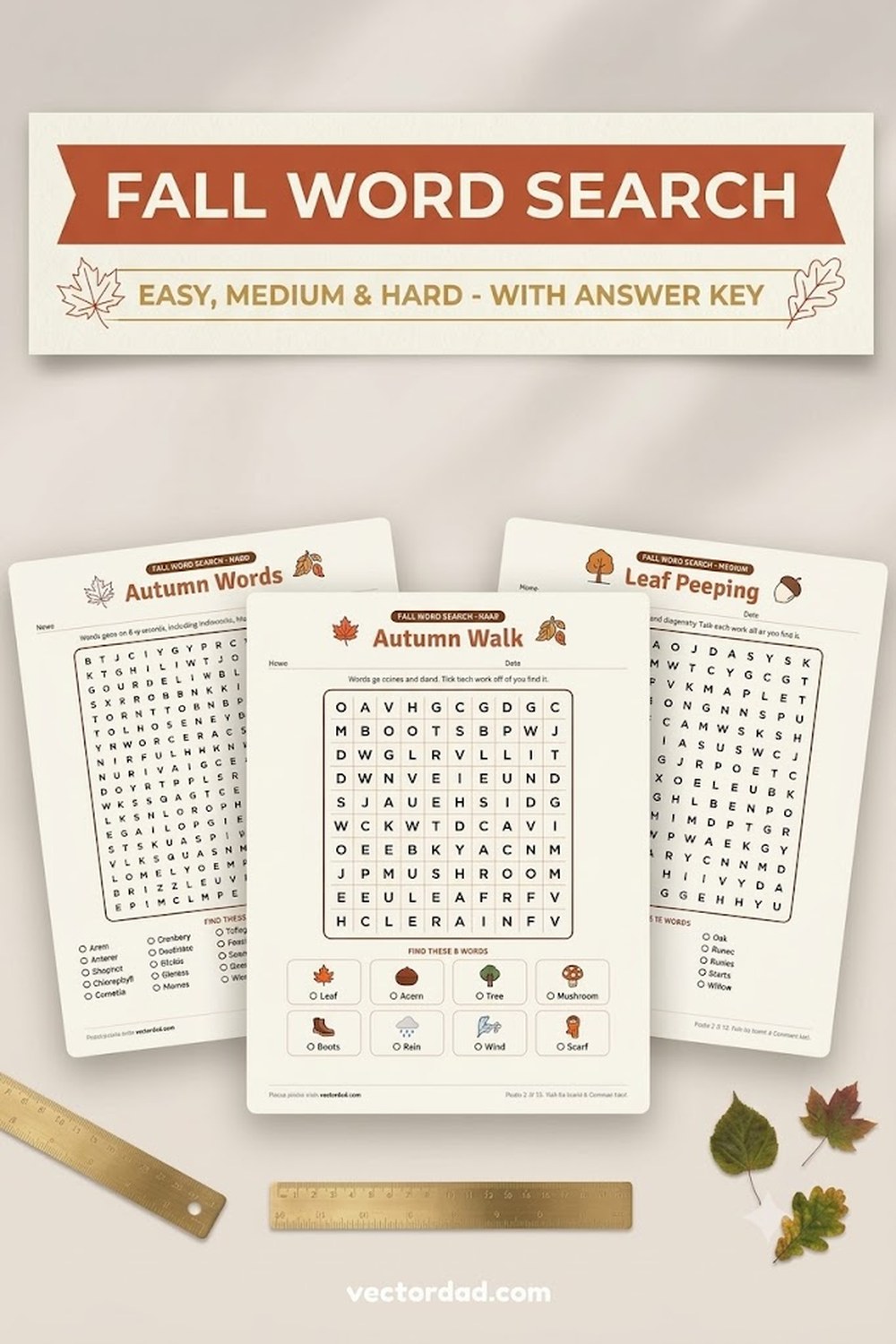 Free printable fall word search puzzles with answer keys from VectorDad