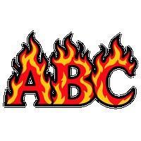 Printable fire letters - flaming alphabet with cartoon flames