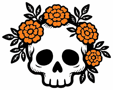 Flower Crown Skull skull SVG cut file and printable Halloween template