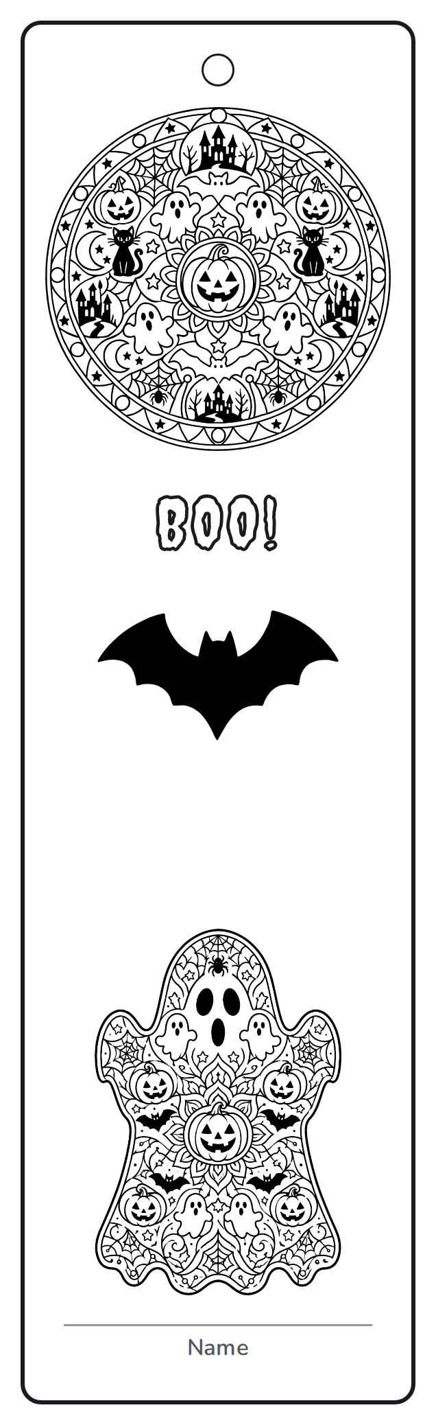 Printable bookmarks to color β Halloween bookmark