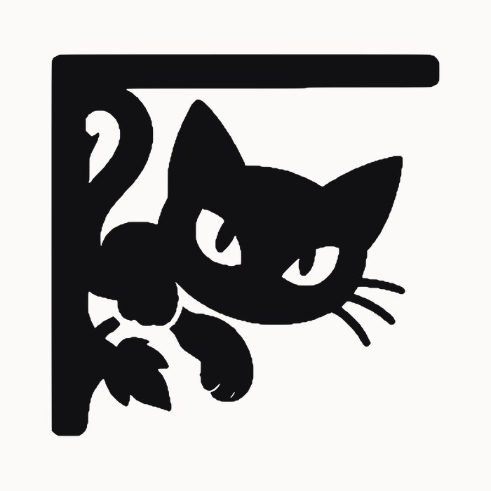 Halloween door corner decal โ cat and autumn leaves โ black silhouette cut file for Cricut, Silhouette and laser
