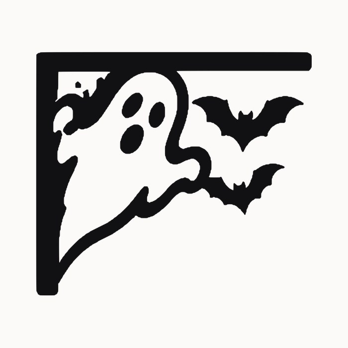 Halloween door corner decal โ ghost and bats โ black silhouette cut file for Cricut, Silhouette and laser