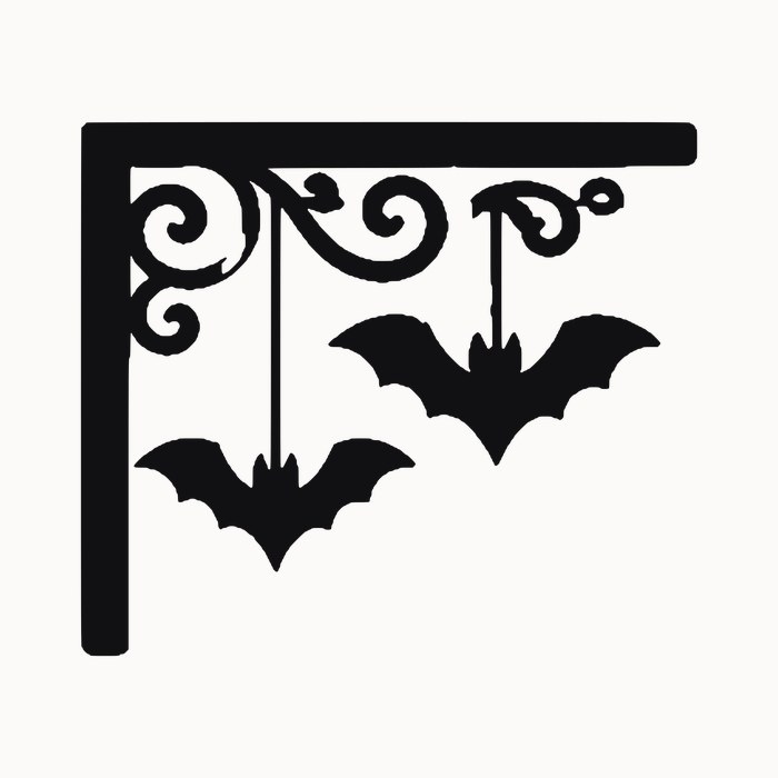 Halloween door corner decal โ bats hanging from a vine โ black silhouette cut file for Cricut, Silhouette and laser
