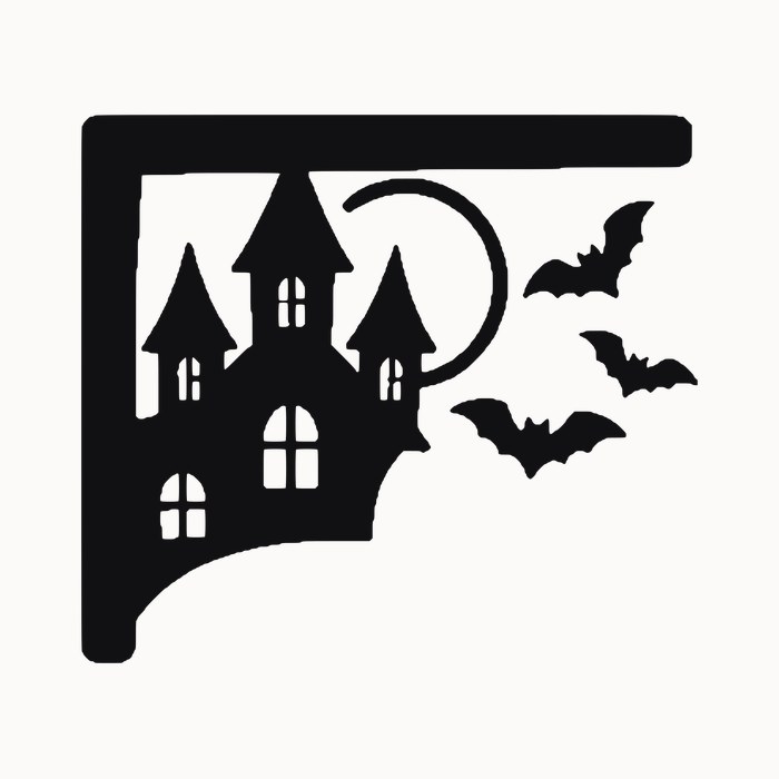 Halloween door corner decal โ haunted house and bats โ black silhouette cut file for Cricut, Silhouette and laser