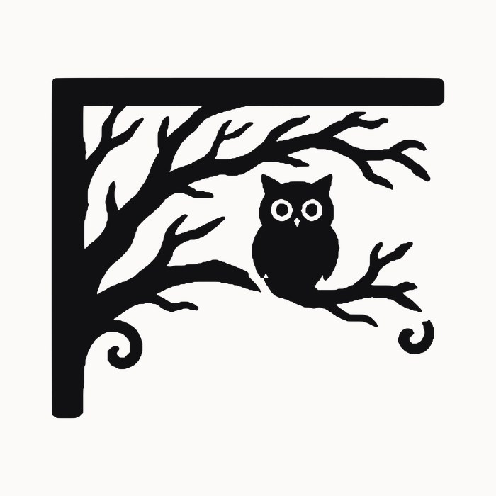 Halloween door corner decal โ owl on a branch โ black silhouette cut file for Cricut, Silhouette and laser