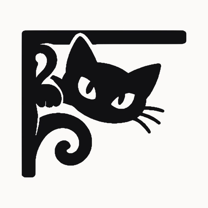 Halloween door corner decal โ peeking cat โ black silhouette cut file for Cricut, Silhouette and laser