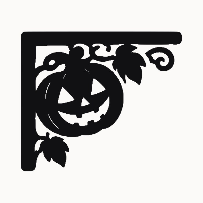 Halloween door corner decal โ jack-o-lantern on a vine โ black silhouette cut file for Cricut, Silhouette and laser