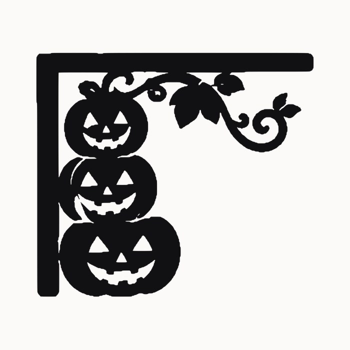 Halloween door corner decal โ three stacked pumpkins โ black silhouette cut file for Cricut, Silhouette and laser