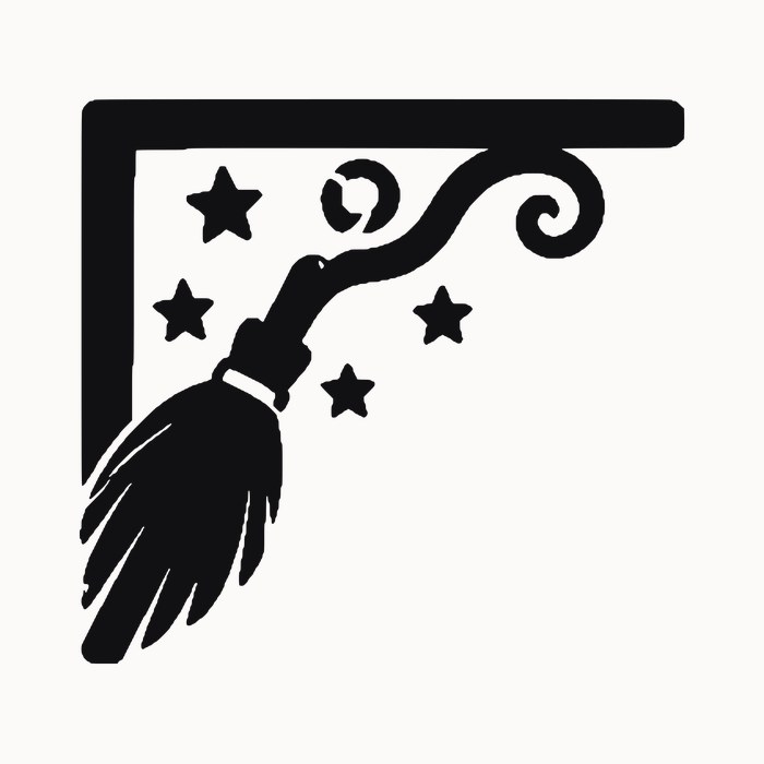 Halloween door corner decal โ broomstick and stars โ black silhouette cut file for Cricut, Silhouette and laser