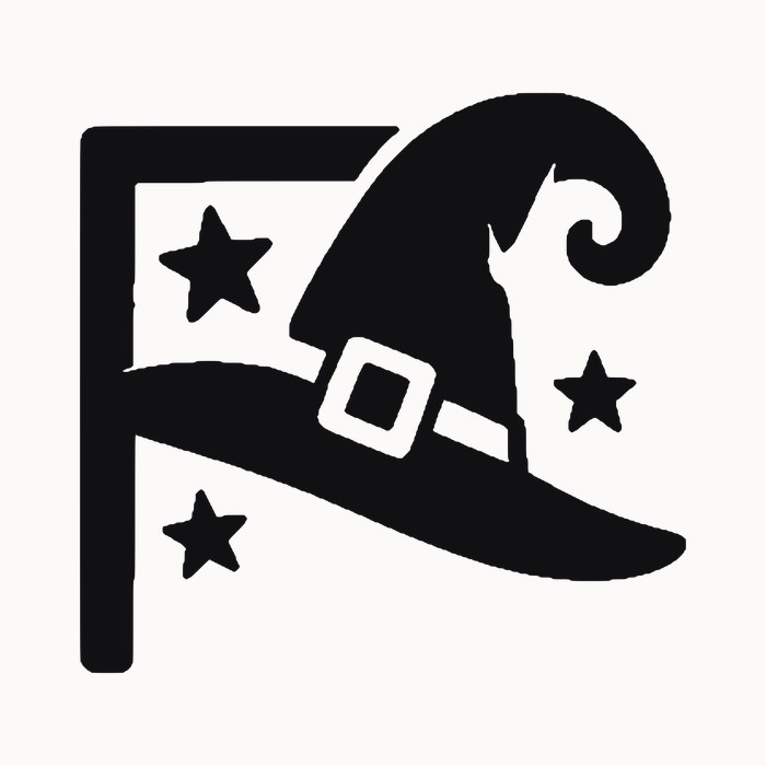 Halloween door corner decal โ witch hat and stars โ black silhouette cut file for Cricut, Silhouette and laser