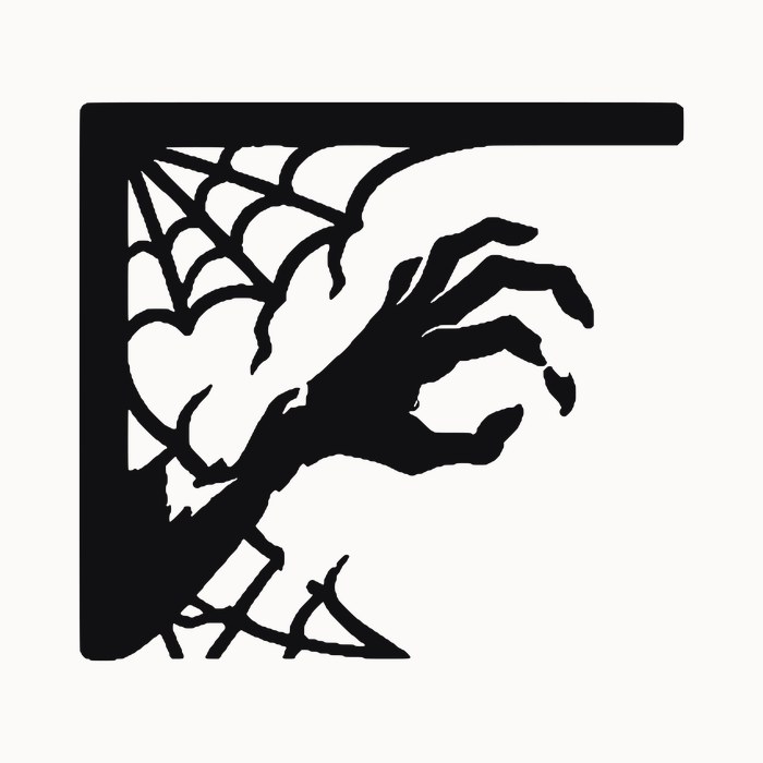 Halloween door corner decal โ zombie hand and cobweb โ black silhouette cut file for Cricut, Silhouette and laser