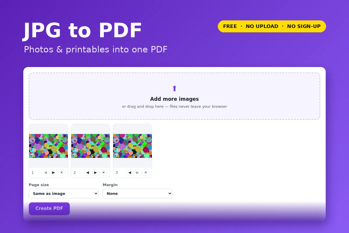 JPG to PDF: Combine Images Into One PDF — free online tool