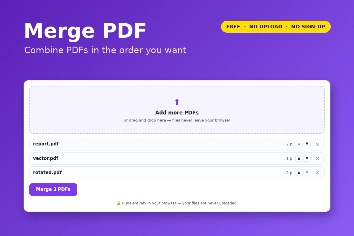 Merge PDF Files Into One — free online tool