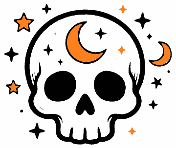 Moon and Stars Skull skull SVG cut file and printable Halloween template