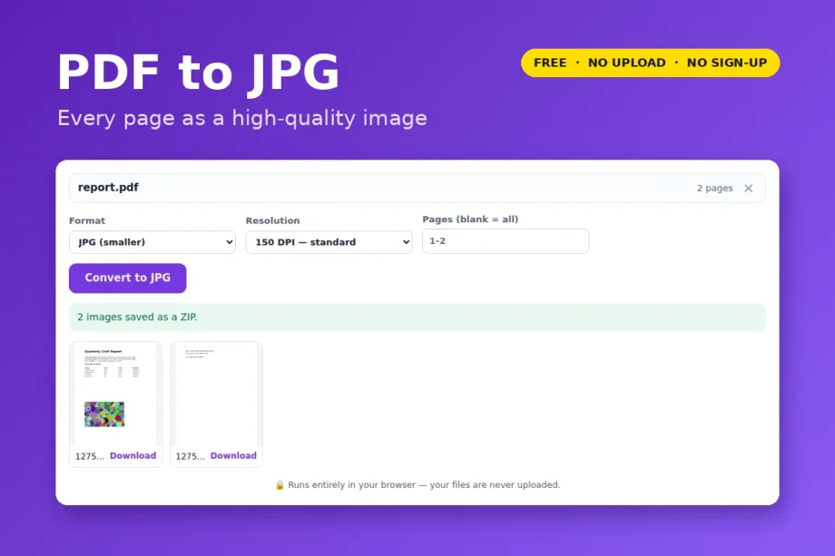 PDF to JPG converter saving each PDF page as an image