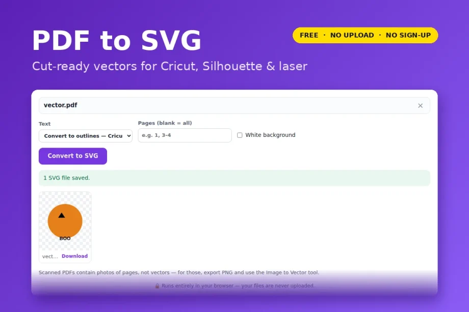 PDF to SVG converter turning a PDF into a cut-ready SVG for Cricut