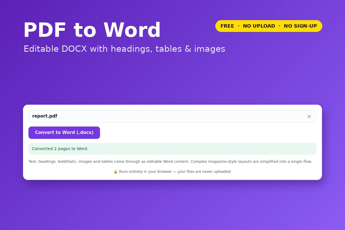 PDF to Word: Convert PDF to Editable DOCX — free online tool