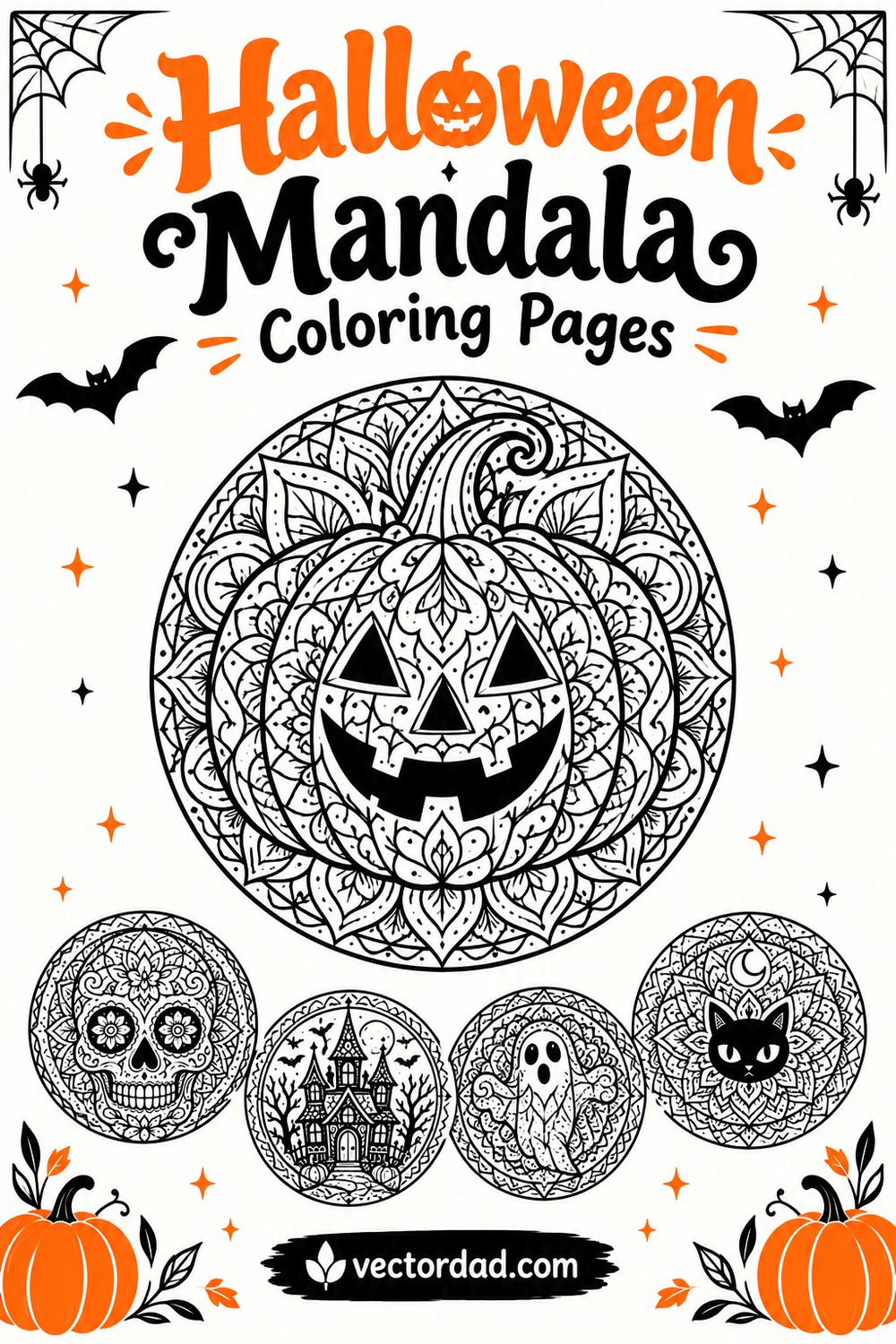 Halloween mandala coloring pages – 12 free printable designs from VectorDad