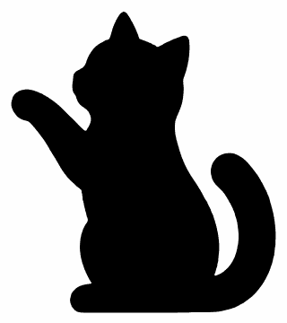 Playful Cat pumpkin carving stencil, free printable black cat silhouette