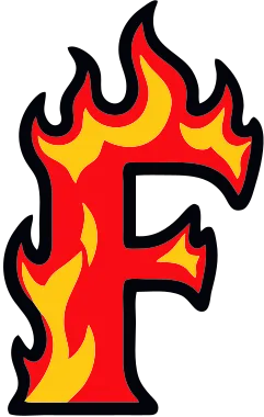 Printable fire letter F template with cartoon flames