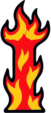 Printable fire letter I template with cartoon flames