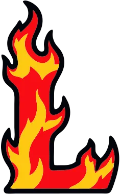 Printable fire letter L template with cartoon flames